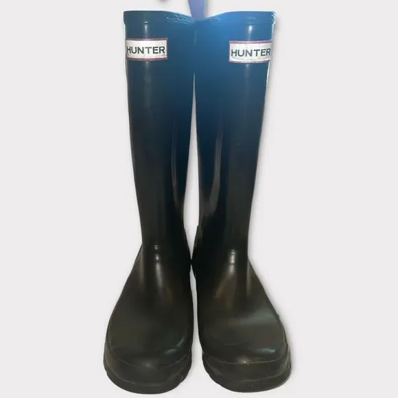 Hunter original tall black gloss boot women size 6 - Picture 3 of 8